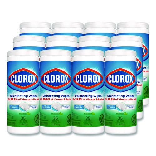 Clorox Disinfecting Wipes, Bleach Free Cleaning Wipes, 1-Ply, 7 x 8, Fresh Scent, White, 35/Canister, 12 Canisters/Carton