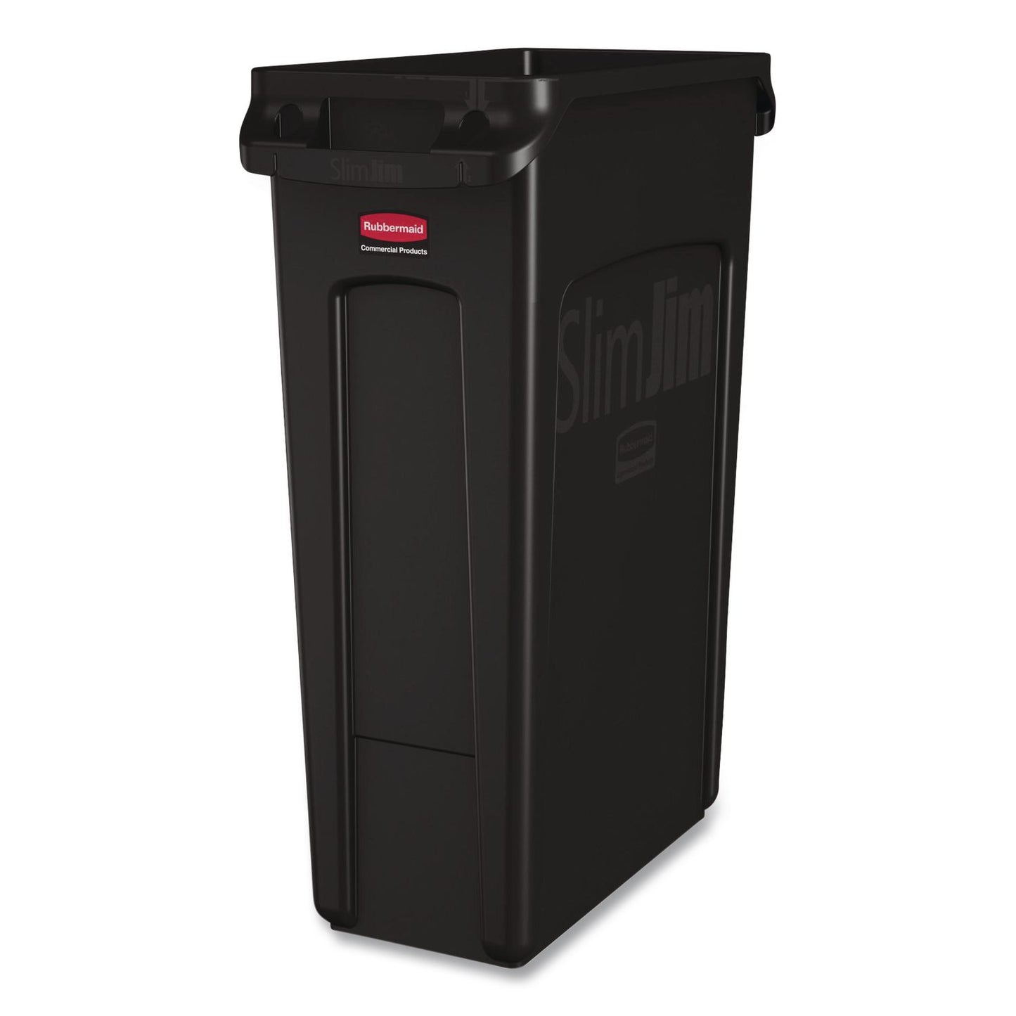 Rubbermaid Commercial Slim Jim Vented Trash Can, 23 Gallon, Black
