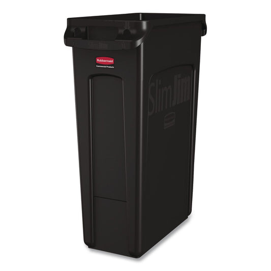 Rubbermaid Commercial Slim Jim Vented Trash Can, 23 Gallon, Black