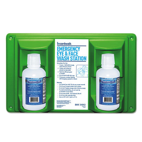 Boardwalk® Emergency Eyewash Station, 16 oz Bottles, 2/Station
