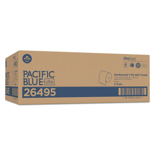 Pacific Blue Ultra Paper Towels, 1-Ply, 7.87" x 1,150 ft, Natural, 6 Rolls/Carton