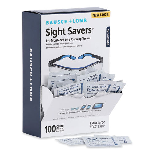 Bausch & Lomb Sight Savers Premoistened Lens Cleaning Tissues, 8 x 5, 100/Box