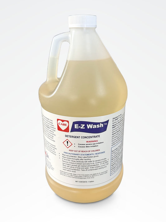 E-Z Wash detergent concentrate, 1-gallon jug, June 2024 label, Care Labs, Inc.