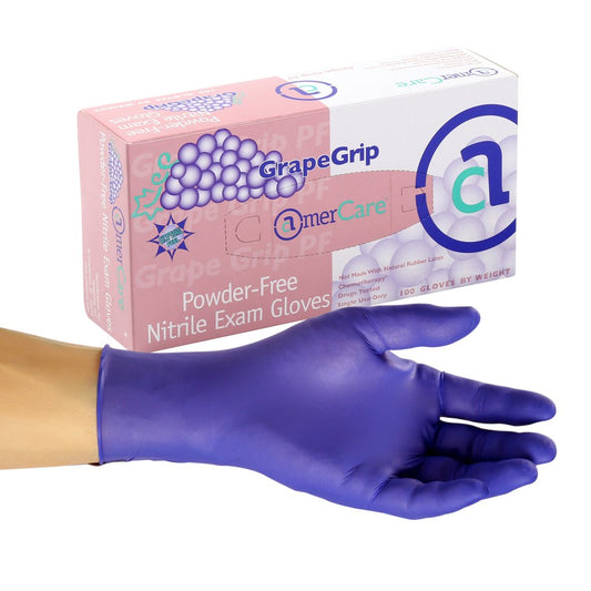Grape Grip Nitrile Exam Gloves - Purple, Powder-Free, Medical-Grade, All Sizes, 1,000/case