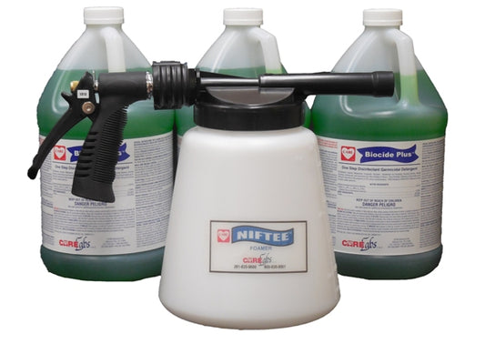 Biocide Plus starter kit — 3 gallons of disinfectant with Hydro Foamer applicator — Care Labs