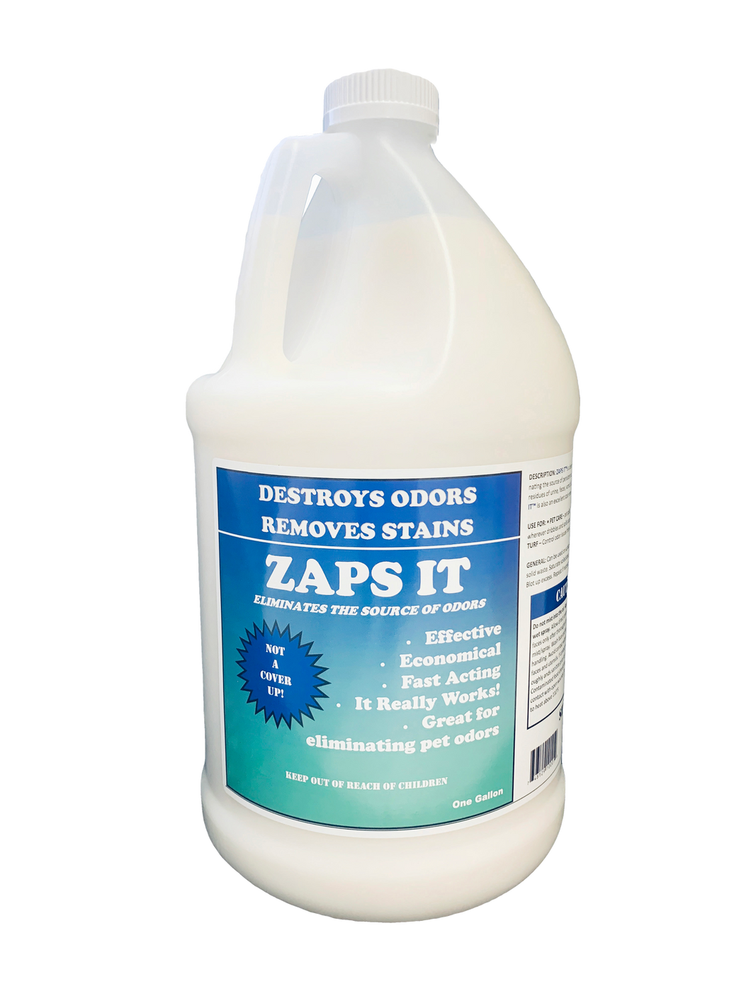 Zaps It Odor Eliminator & Stain Remover, One Case (4-1 Gallons)