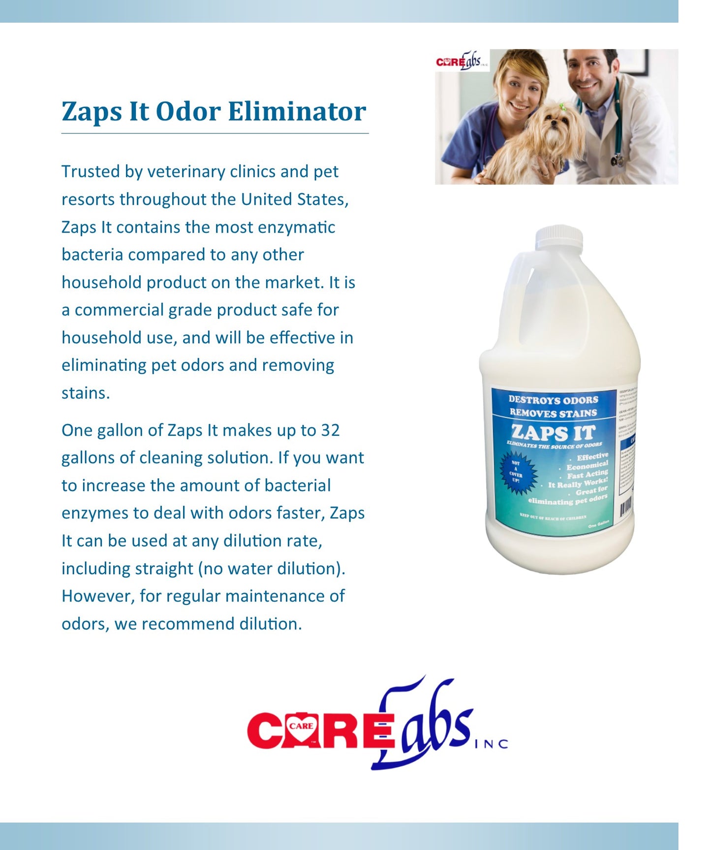 Zaps It Concentrate Natural Pet Professional Bio-enzymatic Odor Eliminator & Stain Remover (1 Gallon)