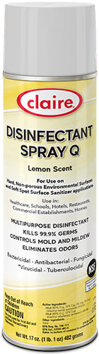 Claire DISINFECTANT SPRAY Q LEMON SCENT, 12-20 oz. cans/case